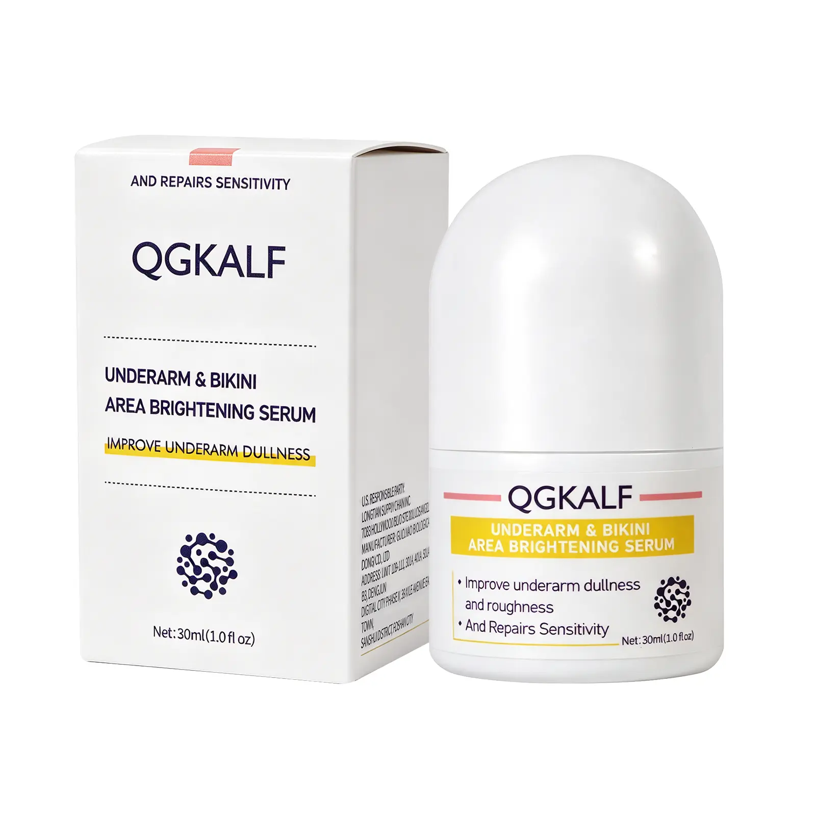 QGKALF Brightening Roll-On Serum for Underarm & Bikini Line | Gentle Liquid Body Care for Tone Evening & Post-Shave Soothing, 30ml Single Item, Underarm Product, Improve Underarm Dullness