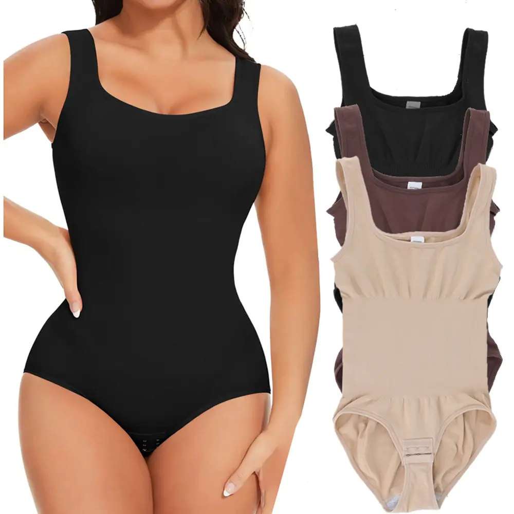 Women's Seamless Shapewear Bodysuit - Soft Sculpting Tank Top with Lightweight Tummy Control, Body Contouring for Casual, Work, Night Out, Evening Party, Yoga, Wedding, Abdominal Tightening Shapewear Bodysuit