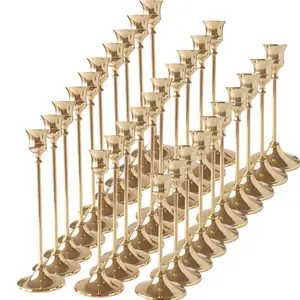 30Pcs Polished Metal Taper Candle Holders, for Wedding, Holiday & Home Decor, Fits Real/LED Candles, Candles Not Included