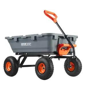 VEVOR TC4270 Outdoor Poly Dump Cart, 800lb Load Capacity Utility Wheelbarrow, Durable PP Plastic Body, Steel Structure for Easy Assembly, Dual Handle for Easy Unloading, 10-in Wheels