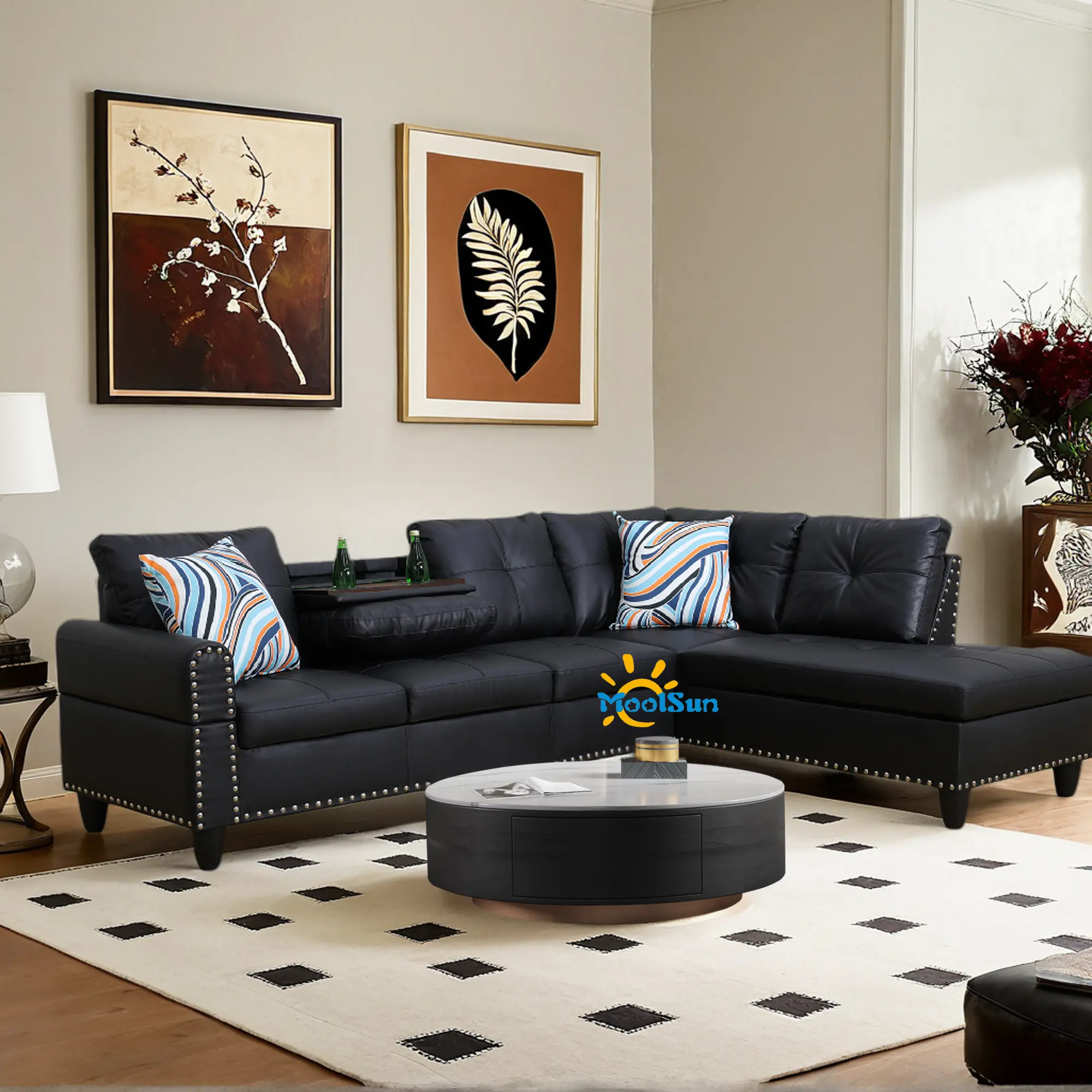 Modern L-Shaped Sectional Sofa with Movable Chaise - Modular Couch for Living Room, Apartment & Office Indoor Furniture, Sofas Living Room