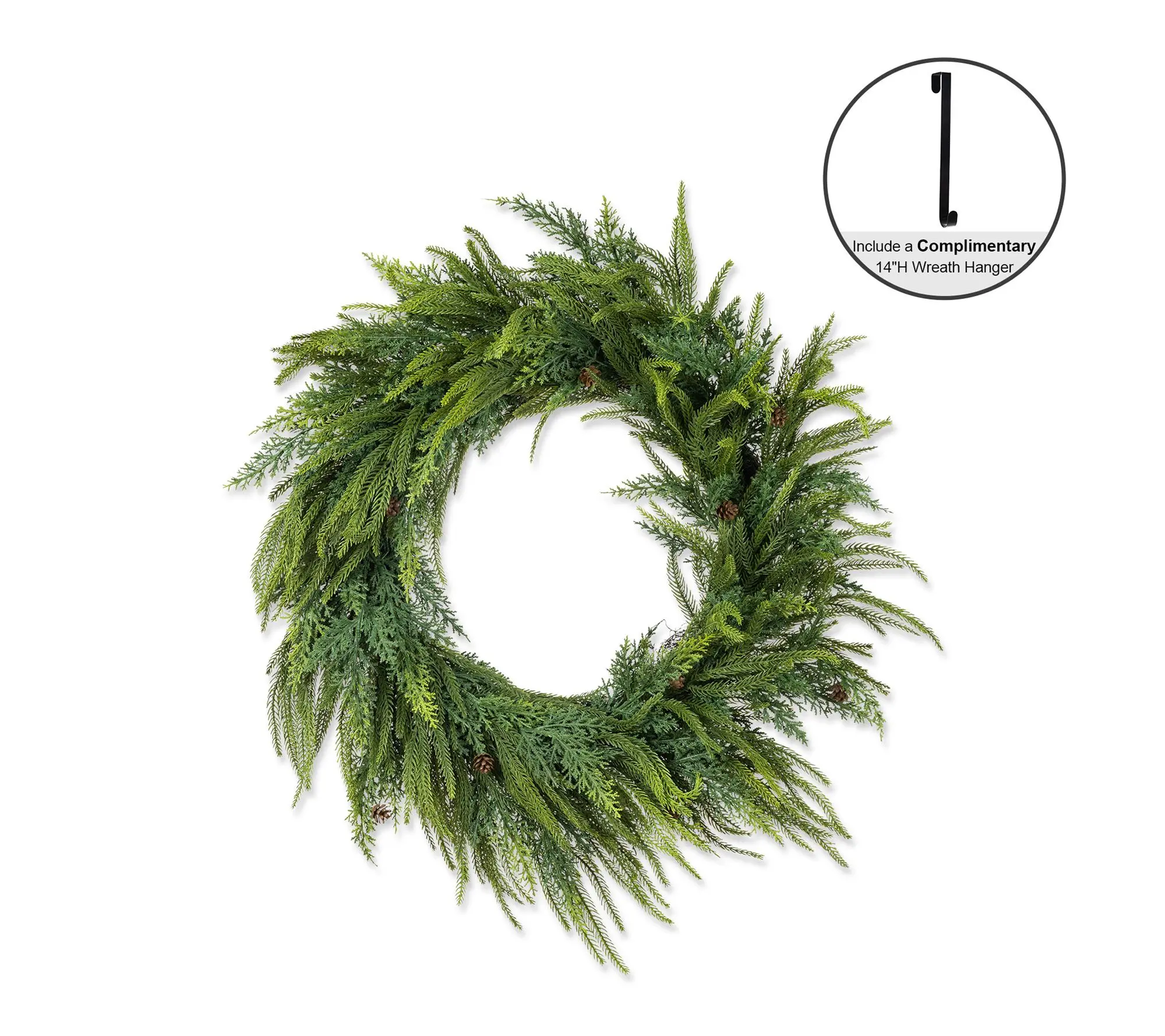 Glitzhome 25"D Christmas Mixed Dripping Wreath with Pinecones