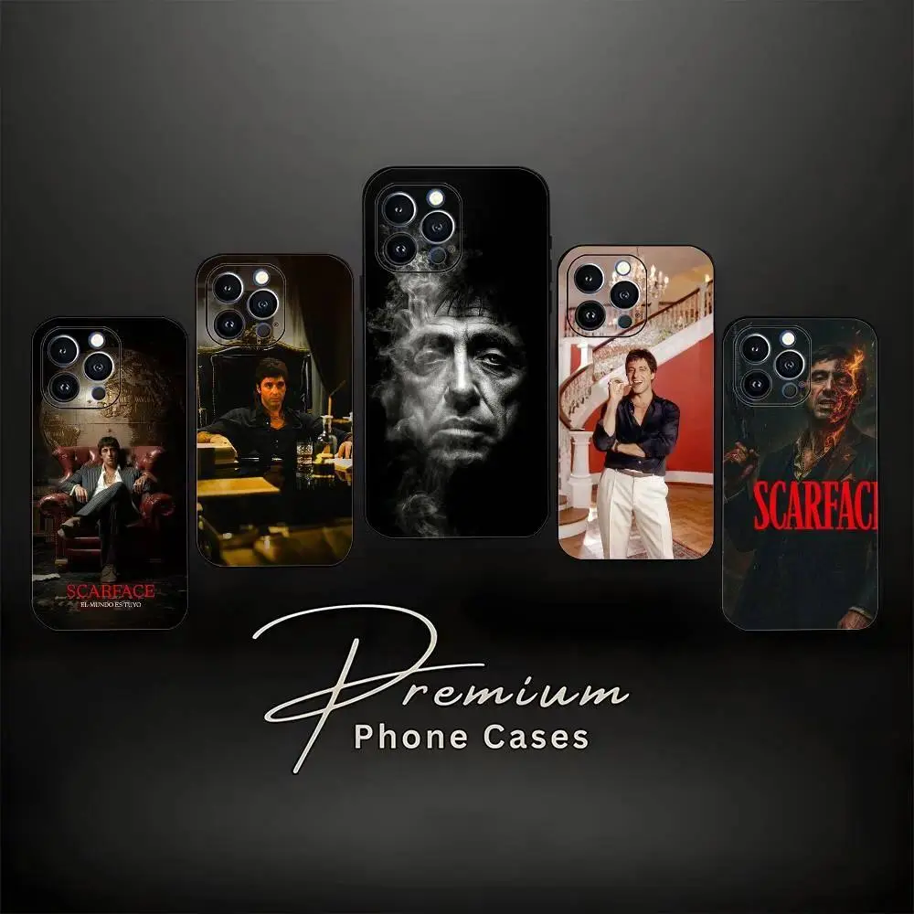 Scarface Tony Montana Inspired Soft Black Silicone Smartphone Casing, Shockproof Anti-Scratch Stylish Cover for iPhone 12/13/14/15/16/17 (Pro Max/Plus) Handheld Cellphone Devices, Ideal Gift for Friends