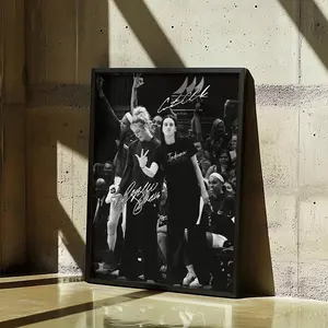 Caitlin Clark And Sophie Cunningham Poster, Woman Basketball Signature Wall Art, Basketball Lover Decor