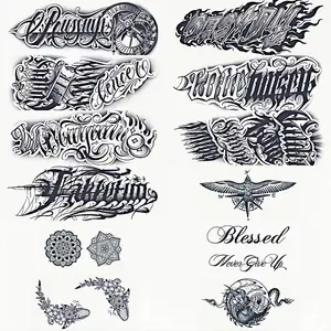 Waterproof Temporary Tattoo Sticker, 12pcs/set Flower & Letter Pattern Tattoo Sticker, Body Art Magic Tattoos for Women & Men, Body Fake Tattoos