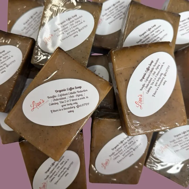 1270- Liza’s Beauty Line Organic Coffee Soap - Exfoliating Cellulite Reduction & Anti-Aging Benefits - 2 oz - Calming & Soothing - Natural Ingredients