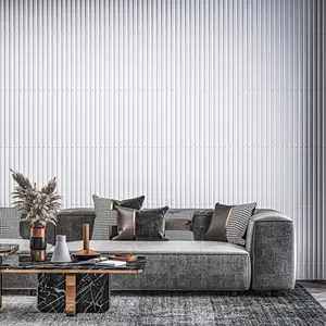 FLOLEOPA 3D Wall Panel Fluted Stripe Design PVC Waterproof Fireproof 11.8x11.8 Inches for Living Room Lobby Bedroom Hotel Office Game Room TV Backdrop Decoration Includes Tape for Installation Modern Interior Decor wall panels