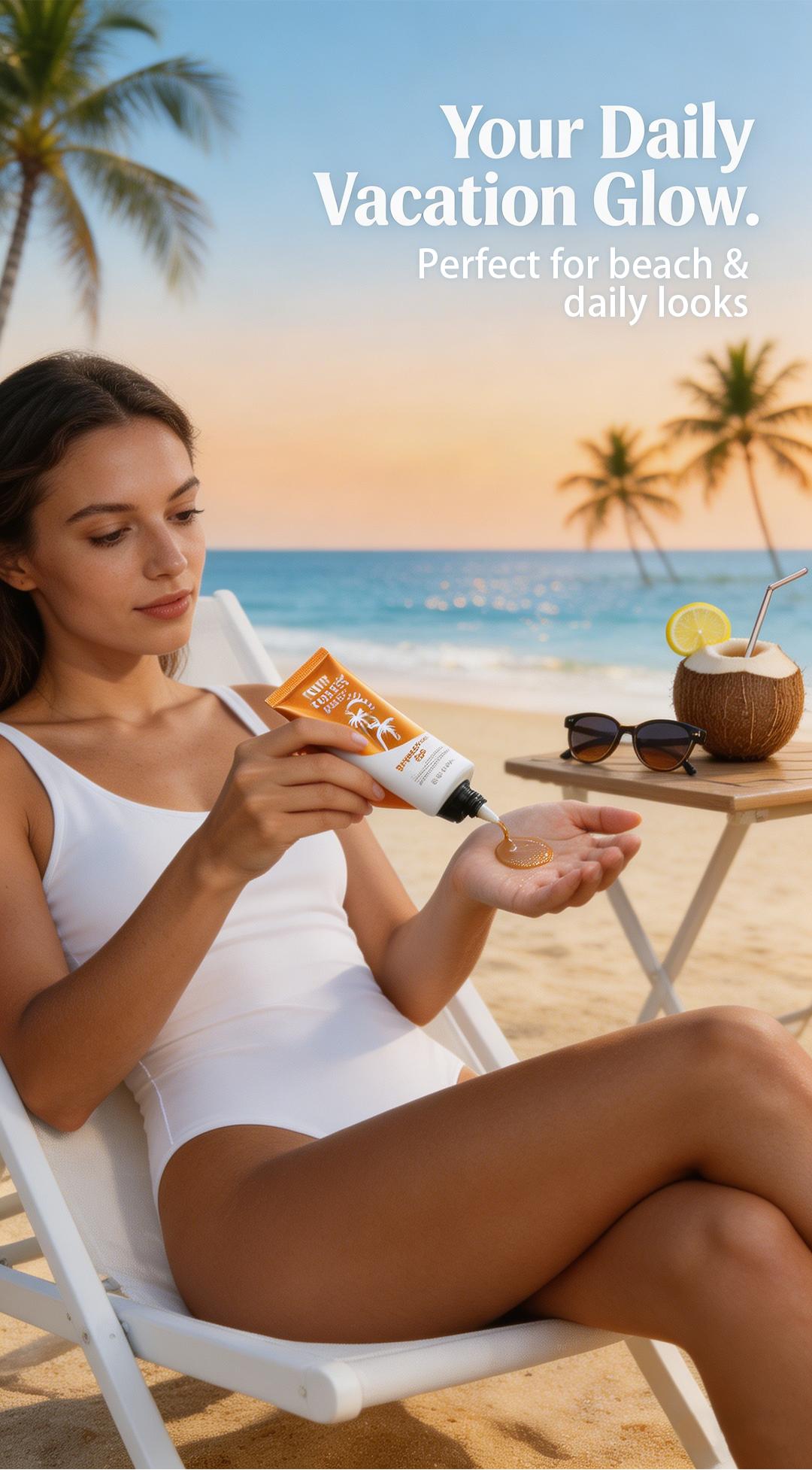 LE VITAL Sunless Tanning Lotion 50ml – Natural Bronzer Sunshine Glow, Fast-Absorbing Self Tanner for  Body, Non-Greasy Streak-Free Formula, Gentle UV-Free Tanning Cream for a Healthy Sun-Kissed Look