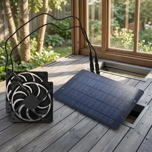 Solar Dual Fan Ventilation System, Solar Exhaust Fan, Waterproof & Silent Greenhouse Chicken Coop Cooling, Multi-Scenario Air Circulation Cooler for Sheds, RVs, Energy-Saving Battery-Free Fan, Portable Outdoor Indoor Cooling Ventilation Fan