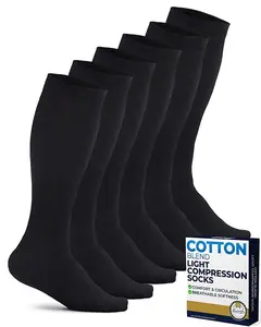 Men's Compression Socks (Menswear) - 3 Pairs Soft Breathable Cotton, 8-15 mmHg Knee-High Stylish Athletic Style Ankle Relief Assorted Pack for Fatigue Relief
