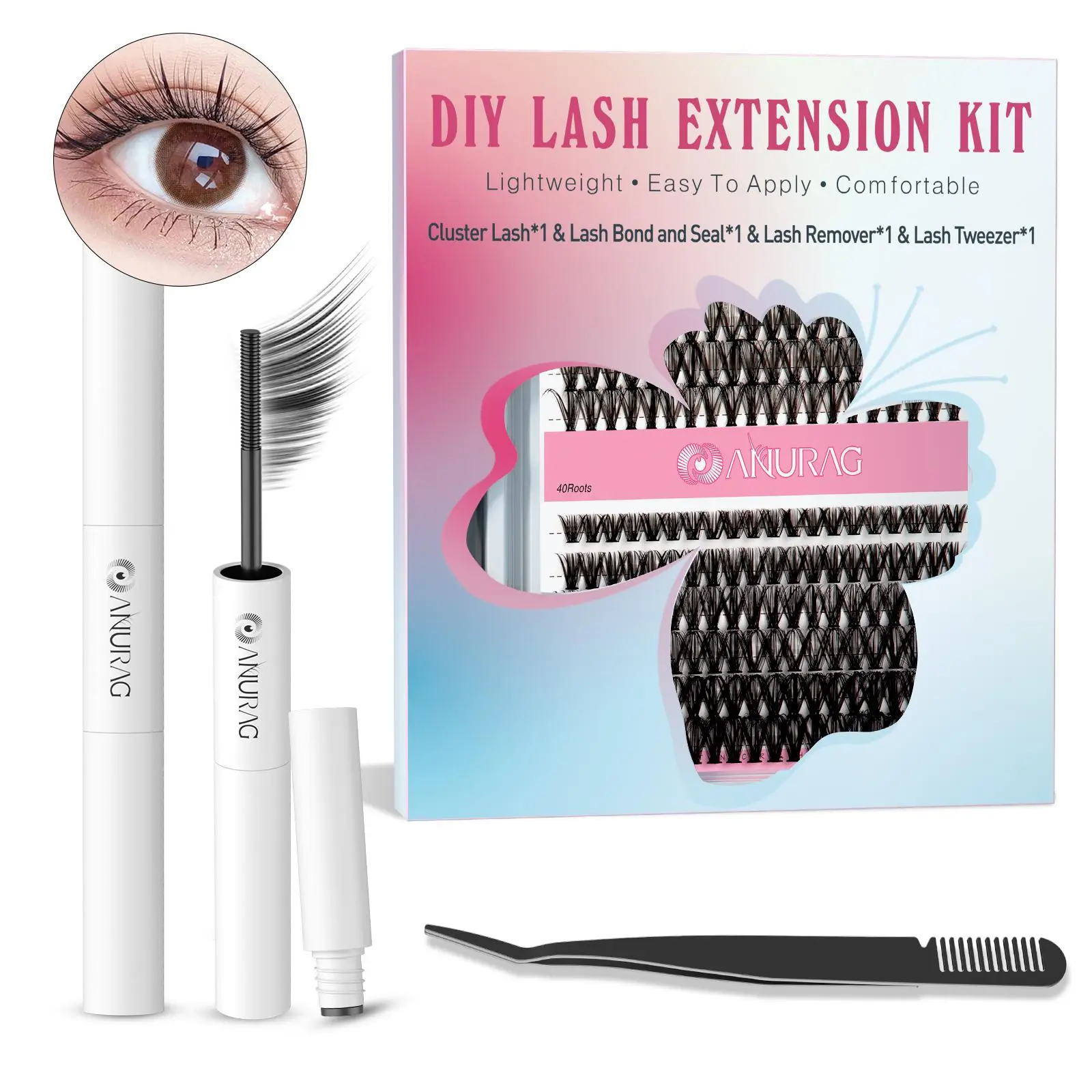 Lash Clusters Kit Natural Individual Lashes Wispy  Extensions 9-17mm DIY Lash Extension Kit Lash Bond and Seal Waterproof, Lash Applicator, Thick False  Kit eyelash，Christmas gifts, New Year gifts，#SummerWins #DealsForYouDays