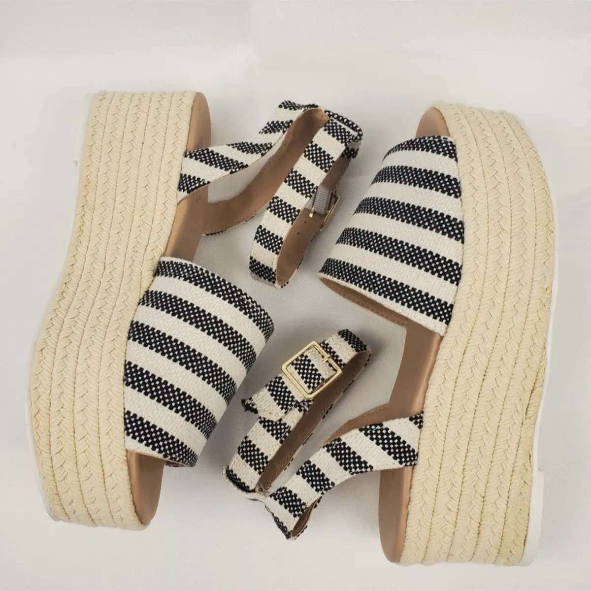 Black & white striped espadrille wedges Black & white striped espadrille wedges