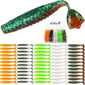 Crappie Lures Kit Soft Plastic Baits Paddle Tail Swimbaits Fishing Soft Plastic Lures Crappie Walleye Trout Bass Fishing Baits 60pcs/75pcs