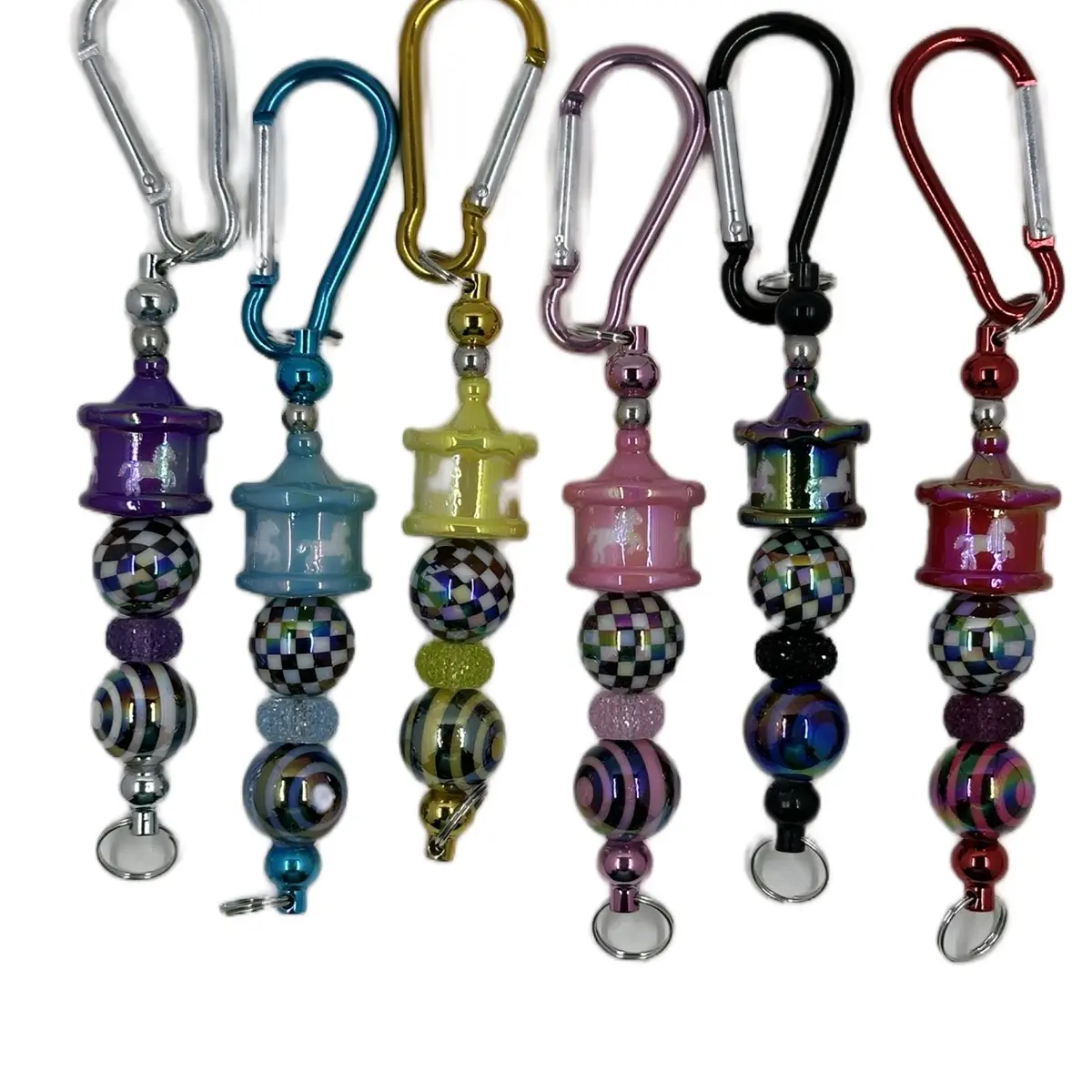 Carousel Horse Beaded Keychain Bag Clip IP - Perfect for Organizing Keys and Accessories keychains