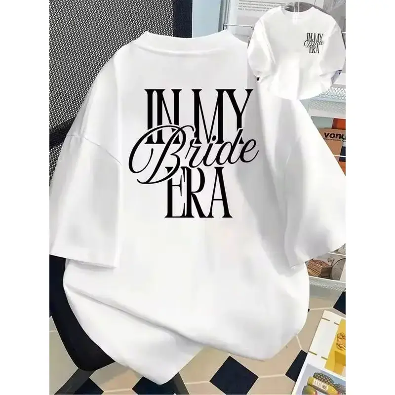 Bachelorette Party Bride Tee, Wedding Era Graphic Short Sleeve Top, Bridal Shower Casual Summer Shirt, Front Back Print, Bride Tribe Matching Outfits