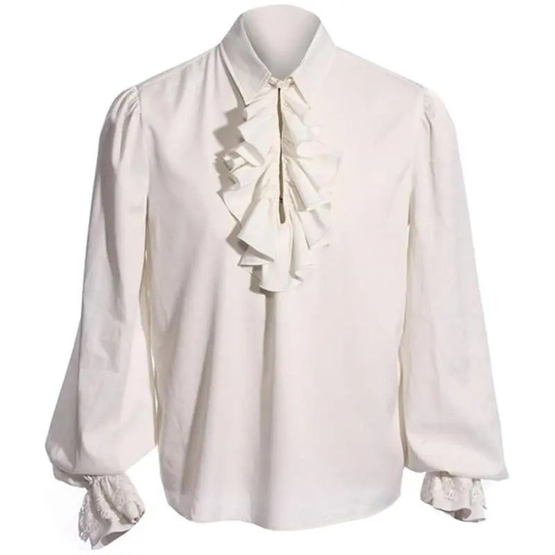 Runcati Mens Pirate Shirt Ruffle Victorian Renaissance Steampunk Vampire Poet Shirts Gothic Medieval Costume