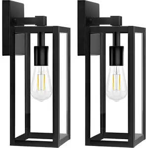 2-Pack Outdoor Wall Light, Exterior Waterproof Wall Sconce Light Fixtures,  Outdoor Wall Lamp with Clear Glass for House, Porch, Front Door, Garage, Patio, Bulbs Not Included