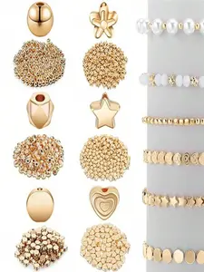 Mixed Color Beads Set, Bead Assortment, Star & Round & Flower Shaped Beads, DIY Jewelry Making Supplies for Bracelet & Necklace & Earrings, Heart Design Charm