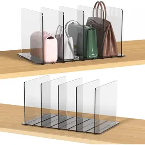 Purse Organizer for Closet, Shelf Dividers for Closet Organization Adjustable Plastic Handbag Organizers for Closets Purse Storage Organizer (2PCS 5 layers Tra)
