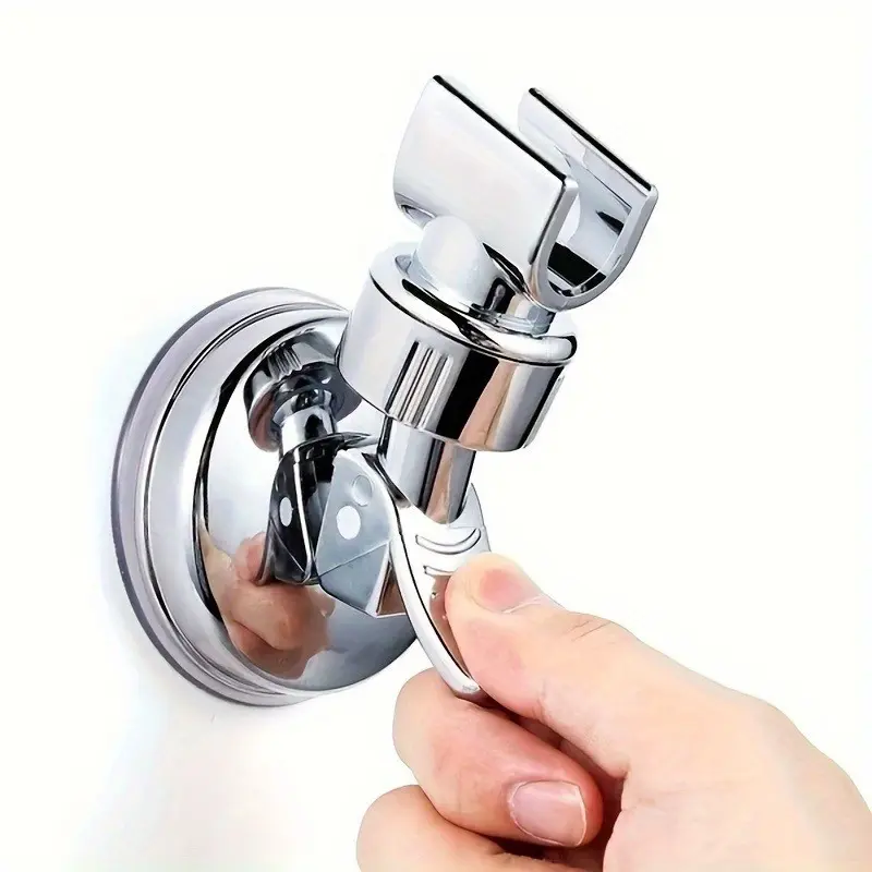 Classic Adjustable Stainless Steel No-Drill Suction Cup Shower Head Mount, Bathroom Gadget Clamp Holder for Handheld Showerheads