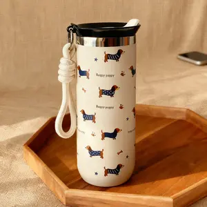 1pc 500ML Bear Bowknot Stainless Steel Insulated Coffee Cup, Tumbler, Travel Mug, Office Cup, Home Cup, School Cup, Car Cup, Holiday Gift, Vacuum Insulated Cup