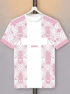 Men's Mexican Tikka Mask Aztec Sport T-Shirt, Street Style Round Neck Short Sleeve Top, Loose-Fitting Geometric Pattern