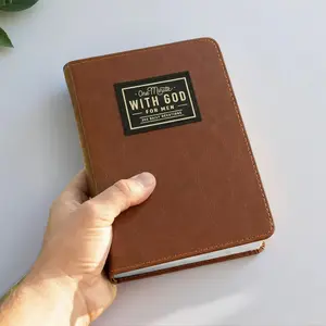 1-Minute with God Men's Daily Devotional Book - 365-Day Prayer Journal, Brown Faux Leather Flexcover Pocket Bible Study Guide, Christian Spiritual Gift for Fathers