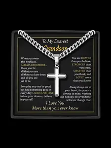 Men's Stainless Steel Necklace Polished Cross Pendant Stainless Steel Chain Gift Box Set, Daily Wear Fashion Accessory, Birthday & Anniversary Present for Him, All-Season Jewelry, Fashion Jewelry Accessories