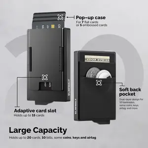 Stylish Multi-Functional Wallet for Men, Pop-Up Minimalist Card Holder with RFID Blocking, Hold 15+ Cards, Slim Wallet with Soft Pocket, Perfect Gift