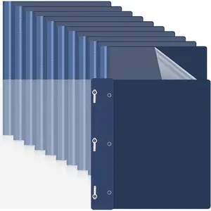 72 Pack Clear Front Bulk Business Report Covers Plastic Presentation Folders Resume Portfolio Paper Binder with 3 Prongs for Presentation Document School Office (Navy Blue)