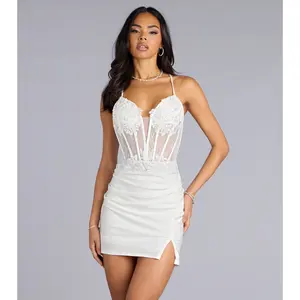 Livia Sequin Floral Embroidered Corset Mini Dress