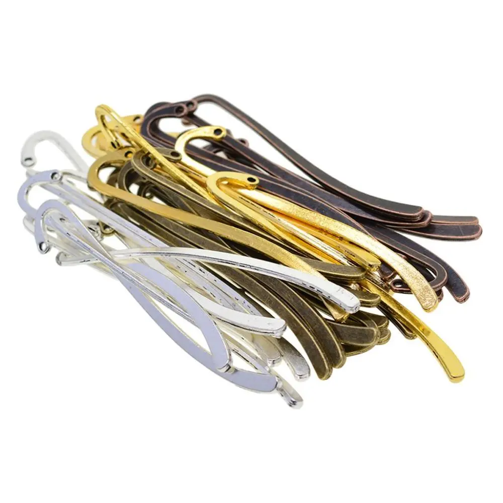 40-Piece Antique Alloy Bookmarks, Mixed Colors Including Gold & Antique Bronze, Flat Metal Hooks with Hole for DIY Home Jewelry Making, Book, Jewelry Hooks, Hole Fits Book, Simple Look, Flat Shape, Classic, 14 Mm, 40 Pieces