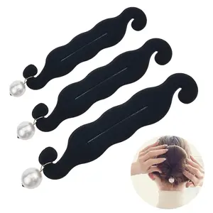 3 PACK Pearl Hair Bun Makers - Lazy Curler Clips, Magic Foam Sponge Donuts for Beauty Hairstyles, Styling Tool Accessories for Women