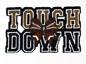 Chenille Touch Down Football Patch 6.50 x 11.0 Inches Sew Iron Fabric Glue Versatile for Hats Totes Socks Junk Clothes Easy to Use
