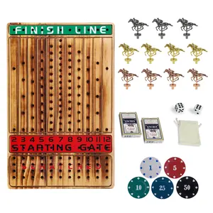 Horse Racing Game - Wooden Horse Race Board Game with 11 Luxury Metal Horses 2 Dice and 2 Cards，Fast-Paced Strategic for Family Night and Party - Perfect Birthday&Holiday Gifts Tabletop Games