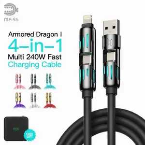 MFiSh Armored Dragon I 4-in-1 Multi 240W Fast Charging Cable with FREE Gift Box