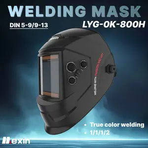LYG-OK-800H- large field of view automatic dimming welding mask, equipped with solar power supply and 4 sensors true color technology, with a wide range of 3/5-9/9-13, 1/1/1 optical clarity, welding mask/automatic dimming, welder mask, welding head mask