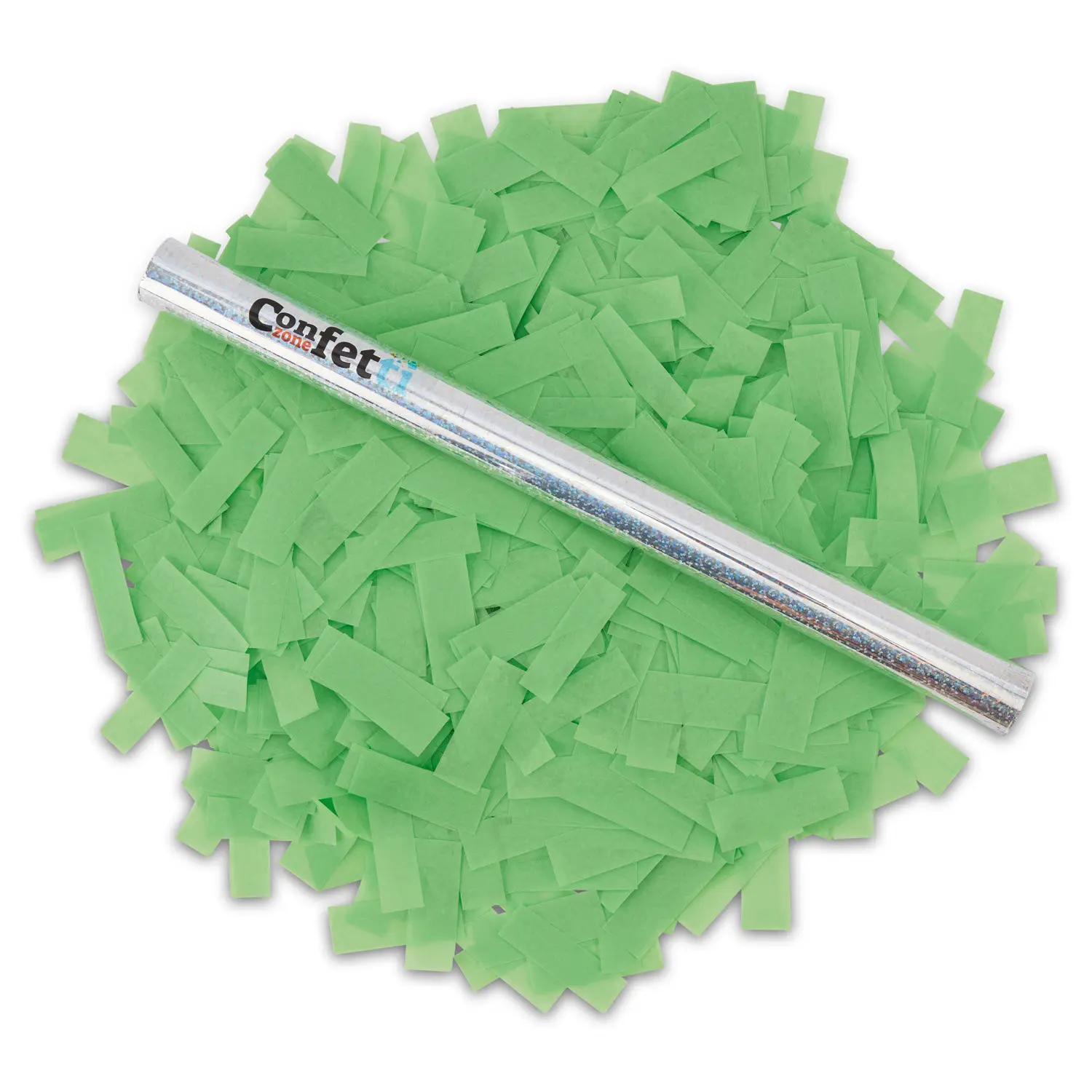 14" (35 cm) Eco-Friendly Light Green Biodegradable Confetti Burst Flick Stick - 1.5 oz, Silent Operation, Safe for Indoor/Outdoor Party Celebrations, Garden Events, Single Use for Pastel Themed Baby Showers, Paper