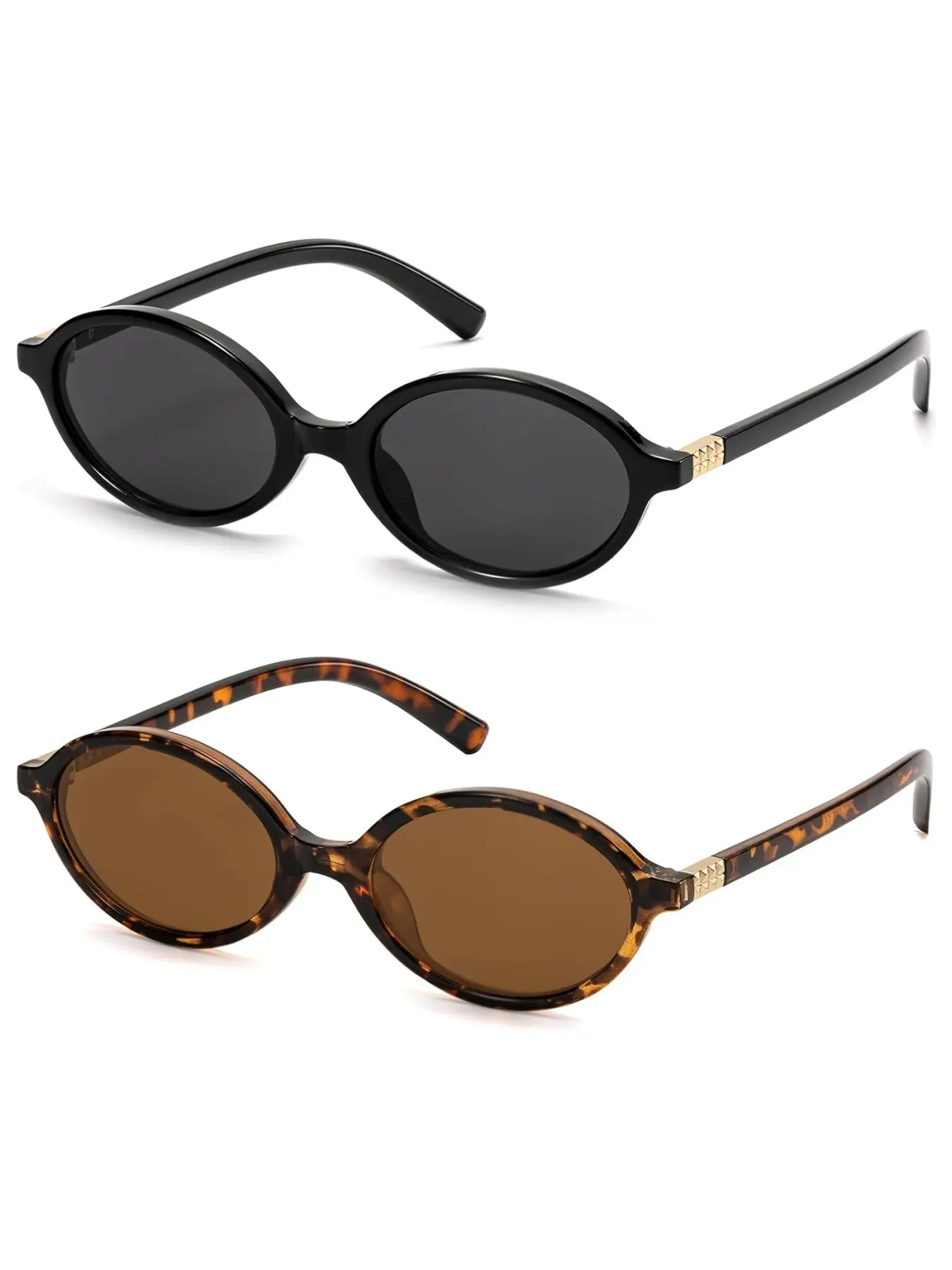 2 Pairs Retro Oval Sunglasses for Women, Summer Sunglasses, Vintage Trendy Sunglasses, Classic Oval Sunglasses, Vintage 90s Millennium Fashion Designer Shades, Casual Plain PC Frame, Uv400 Protection, Sun Protective Eyewear
