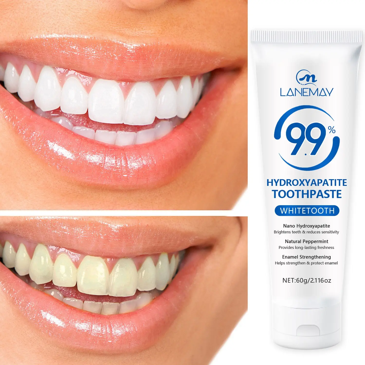 2.116oz - Toothpaste - Hydroxyapatite & Nicotinamide Blend - Deep Cleaning & Fresh Breath - Comprehensive Gum Protection - Niacinamide Toothpaste - Sensitive Toothpaste