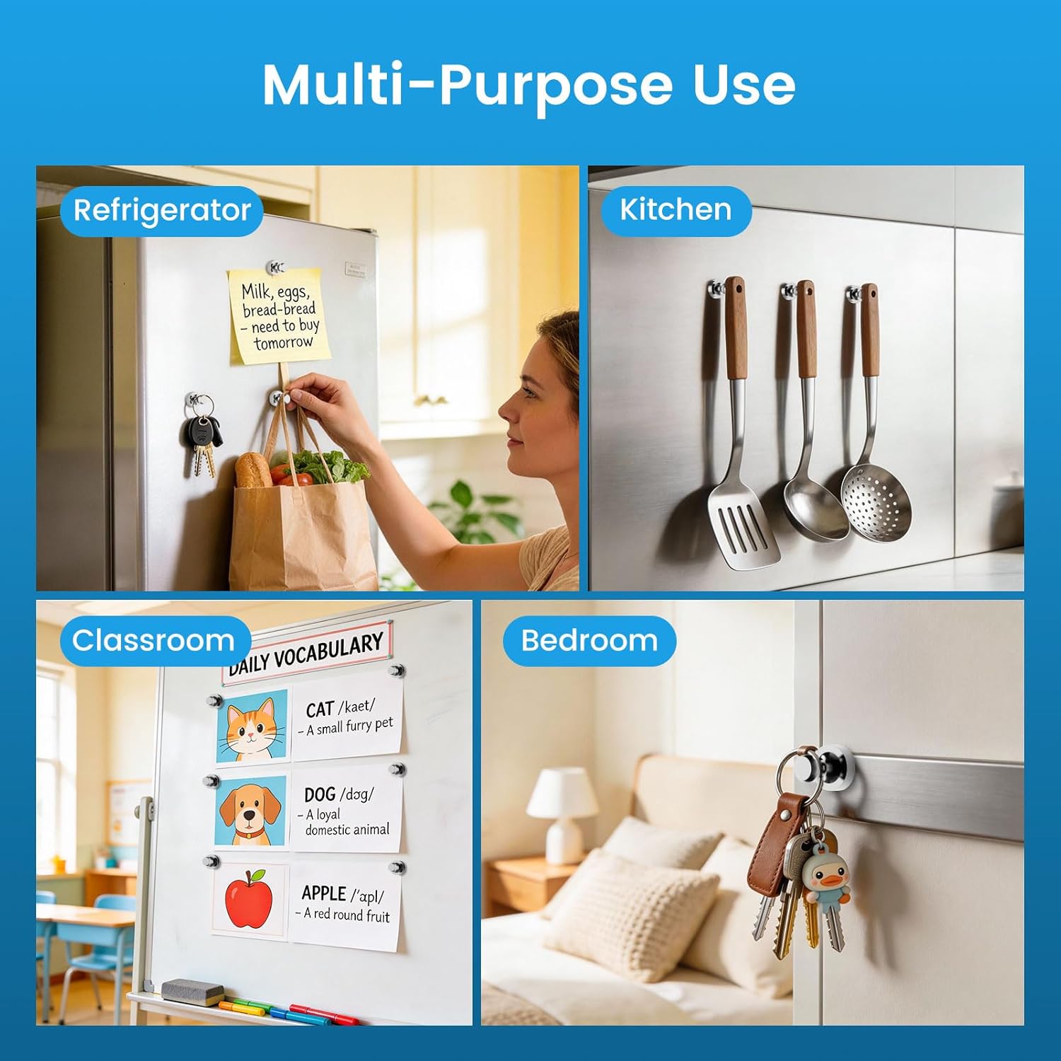 Fridge Magnets Refrigerator Whiteboard Small Strong Magnet Classroom Kitchen Accessories Decorative Locker Set Decor Must Haves Office Calendar Refrigerador Magnetic Cute Crafts Silver