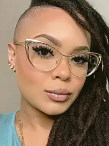 Women's Cat Eye Anti-Blue Light Glasses, Metal Frame Spring Hinges, Transparent Lenses for Computer Reading Gaming TV Phone Use, Lightweight Durable Glasses