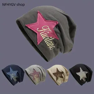 Star Embroidered Beanie for Men - Stretchy, Lightweight Graphic Embroidery Hat, Men's Accessories with "Fashion" Script, Ideal Valentine’s Day Gifts & Trendy Casual Wear