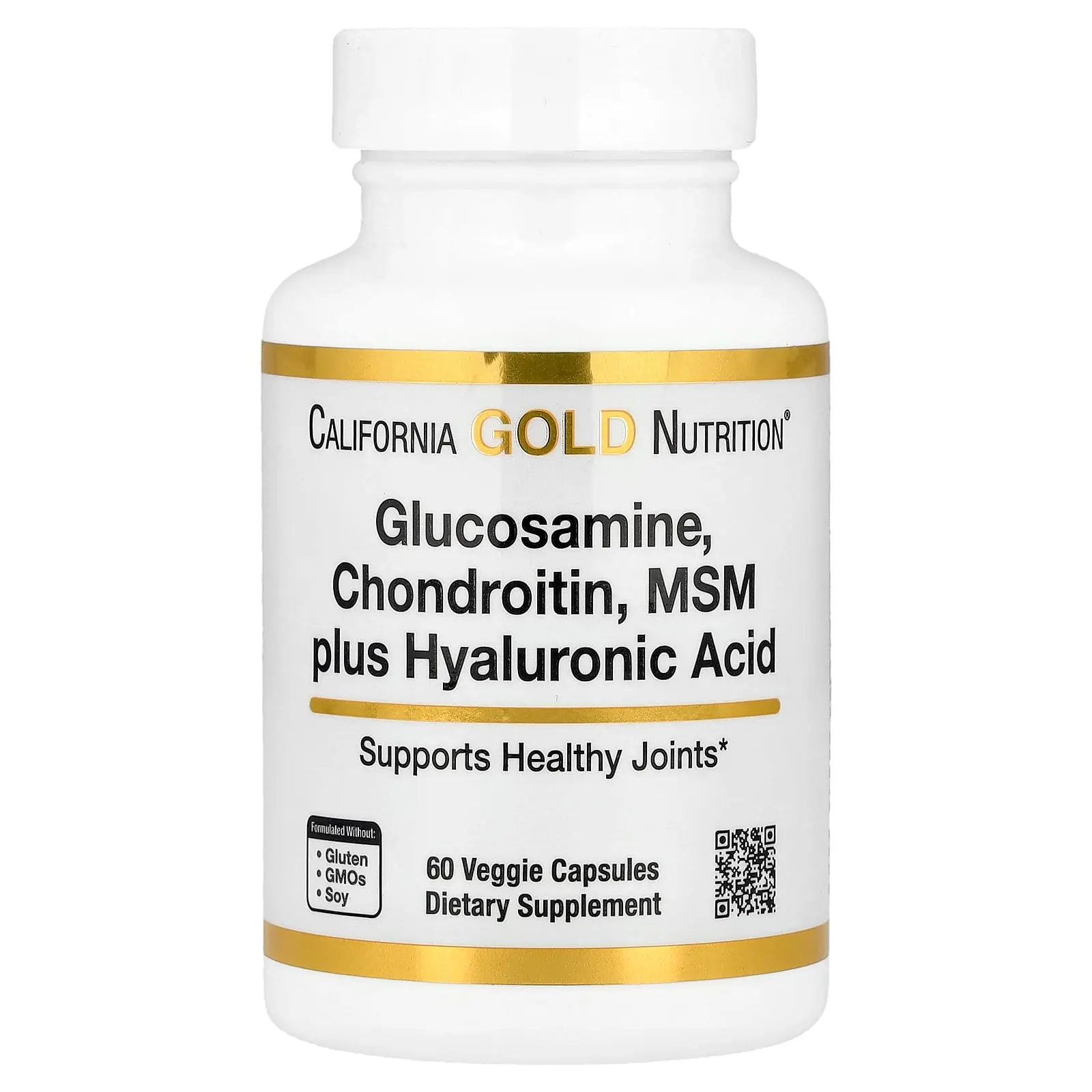 California Gold Nutrition Glucosamine, Chondroitin, MSM plus Hyaluronic Acid, 60 Veggie Capsules