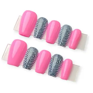 Pink/Zebra Print Press On Nails