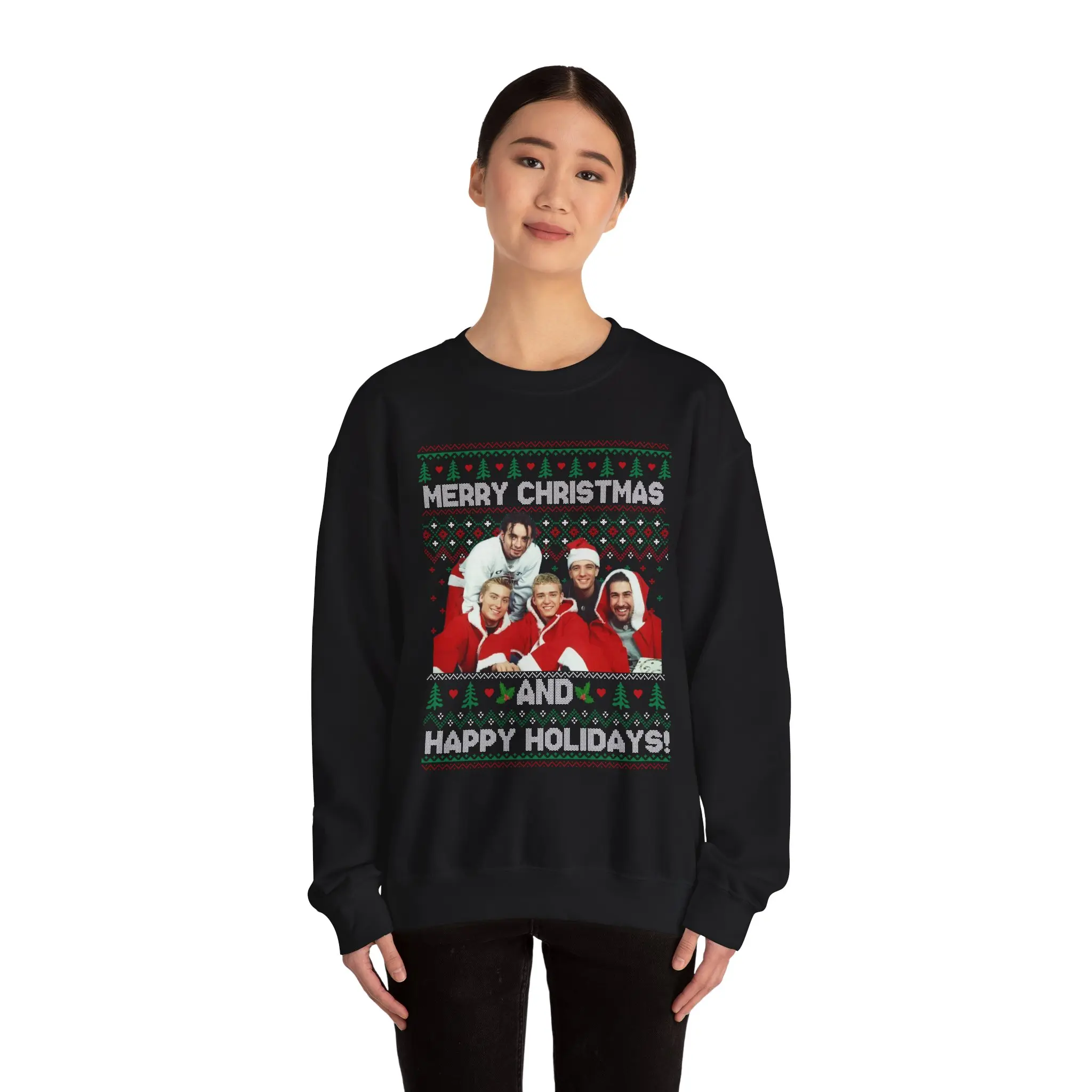 NSYNC Merry Christmas Happy Holidays Festive Sweatshirt, Christmas Crewneck, Winter Xmas Apparel, Ugly Sweater Party, Gift for Music Lovers