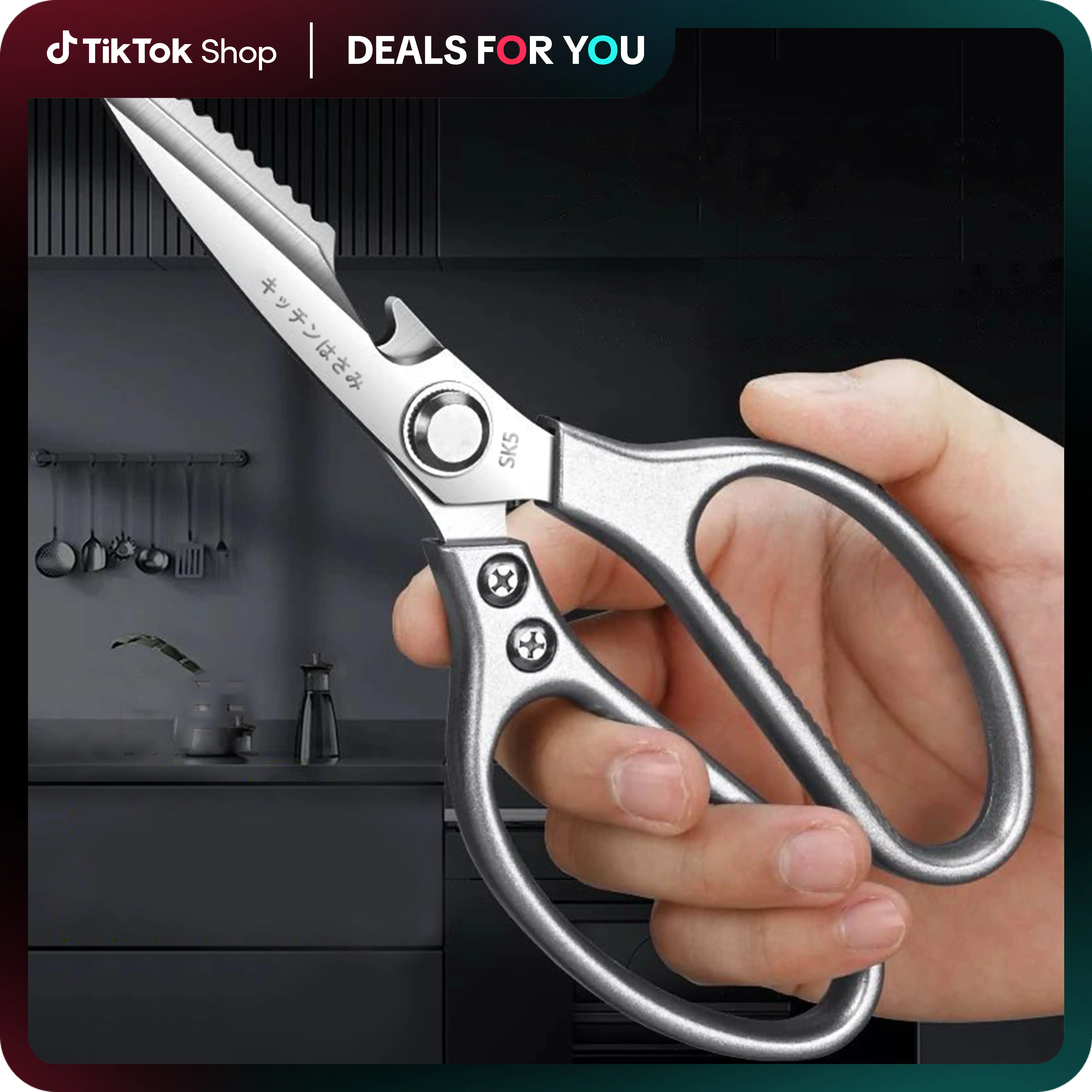 1 Pack Heavy-Duty 304 Stainless Steel Kitchen Scissors, Ergonomic Sharp Metal Cutter - Kitchenware for Chicken Meat Cutting, Beginner-Friendly Apartment Home Cooking Utensils