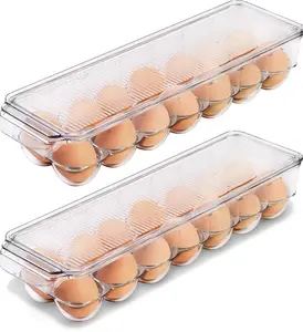 Egg Container With Lid and Handle for Refrigerator - Pack of 2 - Clear Stackable Egg Holder for Kitchen Storage and organization shoes store