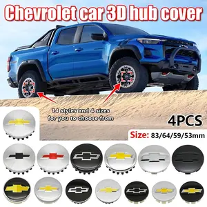 Chevrolet Wheel HUB Center Cap Set, 4-Piece Universal Fit Custom Style Accessories, Durable Car Decoration Parts, Wheel Customization Parts for All Models
