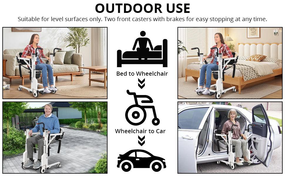 GARVEE Hoyer Lifts for Home Use, Electric Patient Lift Transfer Chair,Hydraulic Patient Lift Transfer Chair, Bathroom Wheelchair with 180° Split Seat and Potty, Portable Elderly Lift